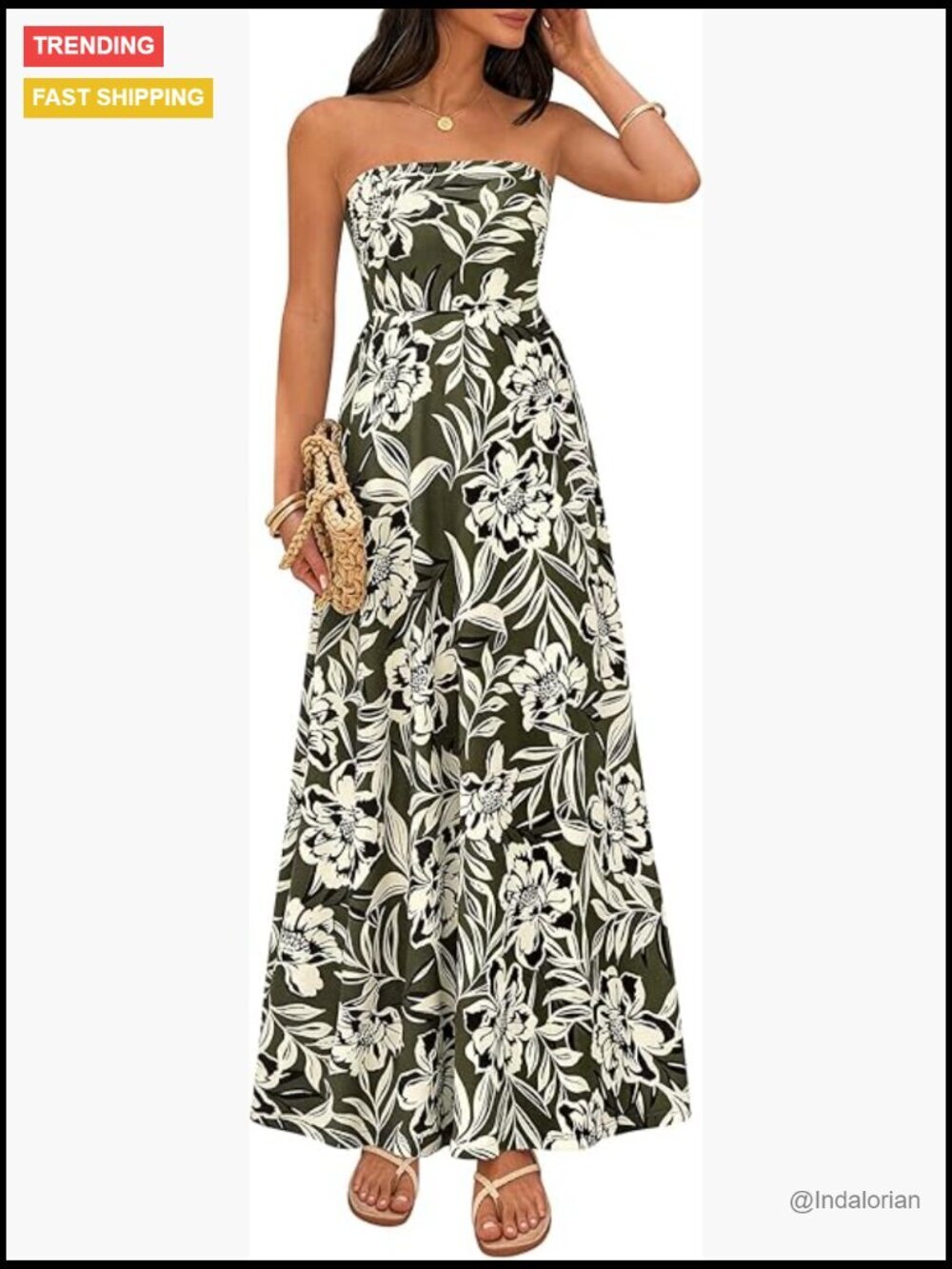 Sleeveless Floral Maxi Dress for Women Summer 2026 Tube Top Flowy Long Beach